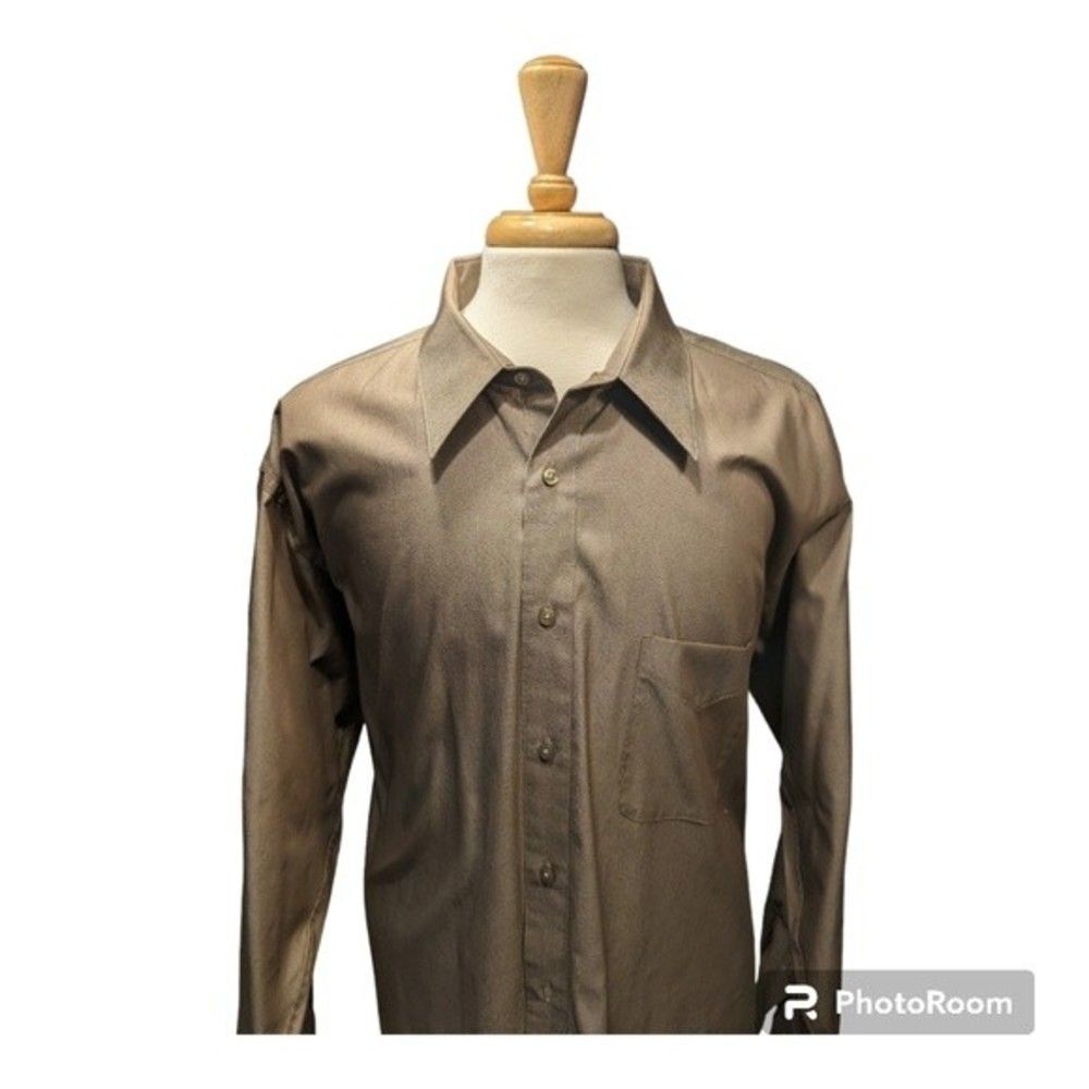 Enro Button Down Dress Shirt for Office Party in Light Brown 19 inch Neck Tall